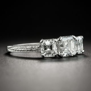 Art Deco Emerald-Cut Diamond Three Stone Engagement Ring - GIA