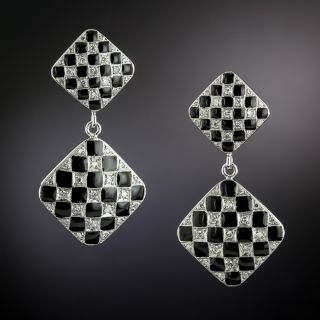 Art Deco Enamel and Diamond Dangle Earrings - 2