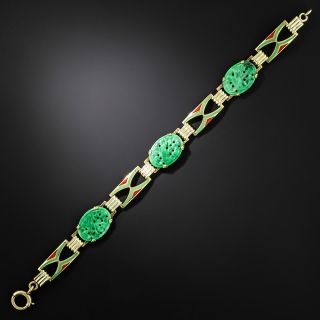 Art Deco Enamel and Jade Bracelet - 2