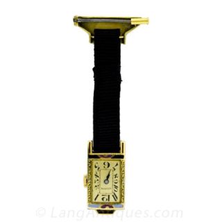 Art Deco Enamel Lapel Solrex Watch