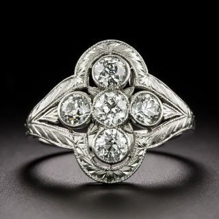 Art Deco Engraved Diamond Dinner Ring - 2
