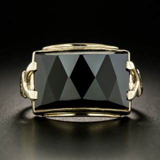 Art Deco Faceted Onyx Ring - 2