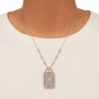 Art Deco Filigree Diamond Pendant