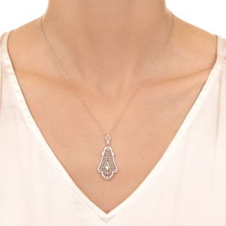 Art Deco Filigree Diamond Pendant by Shiman