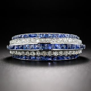 Art Deco Five-Row Sapphire and Diamond Band Ring - 3