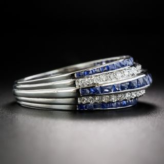 Art Deco Five-Row Sapphire and Diamond Band Ring