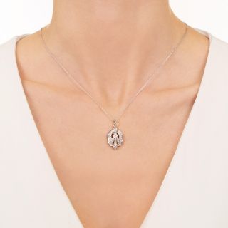 Art Deco Fleur-De-Lys Diamond Drop Pendant