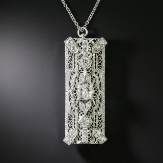 Art Deco French Cut Diamond Filigree Brooch/Pendant - 2