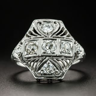Art Deco Hexagonal Diamond Dinner Ring - 2