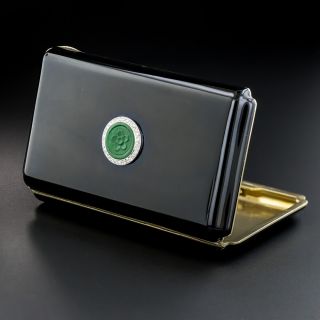Art Deco Jade, Diamond & Enamel Cigarette Case  - 1