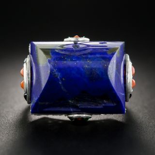 Art Deco Lapis Lazuli Egyptian Revival Ring
