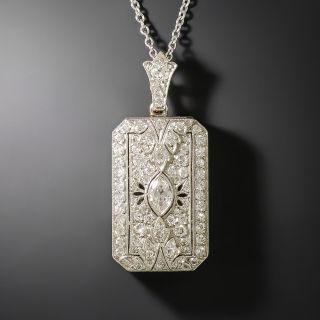 Art Deco Marquise Diamond Pendant - 3