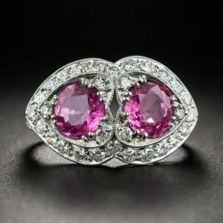 Art Deco Moi et Toi Pink Sapphire and Diamond Ring - 2