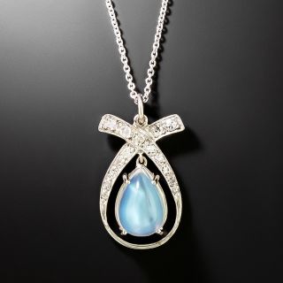 Moonstone and Diamond Drop Necklace - 3