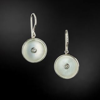 Art Deco Mother-of-Pearl and Diamond Earrings - 2