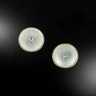 Art Deco Mother of Pearl and Diamond Earrings - 2