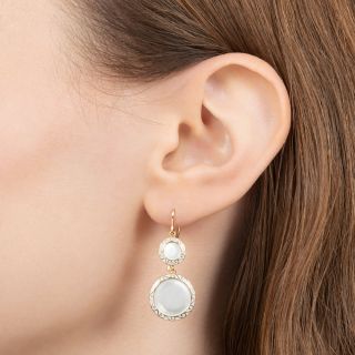 Art Deco Mother-of-Pearl  and Enamel Dangle Earrings 