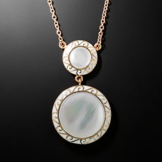 Art Deco Mother-of-Pearl and Enamel Pendant - 1