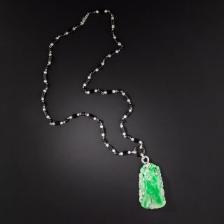 Art Deco Natural Burmese Jade Necklace - 1