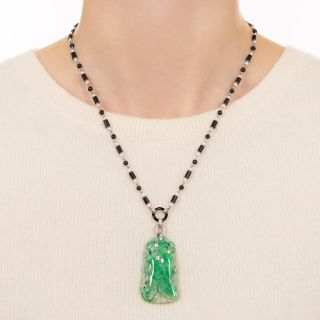Art Deco Natural Burmese Jade Necklace