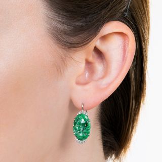 Art Deco Natural Burmese Jadeite Earrings