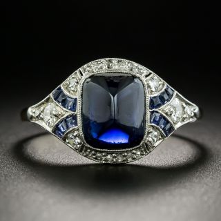 Art Deco Natural No-Heat 2.70 Carat Sugarloaf Sapphire Ring - 2