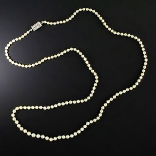 Art Deco Natural Pearl Necklace with Diamond Clasp - GIA - 2
