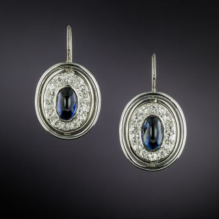Art Deco No-Heat Sapphire and Diamond Earrings - 2