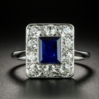 Art Deco No-Heat Sapphire and Diamond Ring - 2