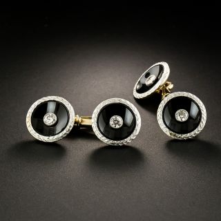 Art Deco Onyx and Diamond Cufflinks - Austro-Hungarian - 2