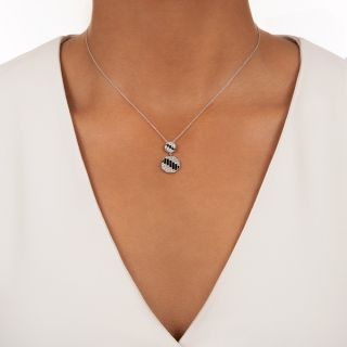 Art Deco Onyx and Diamond Dangle Necklace
