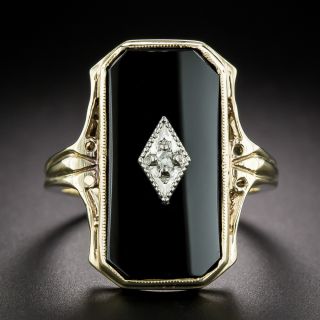 Art Deco Onyx and Diamond Dinner Ring - 2