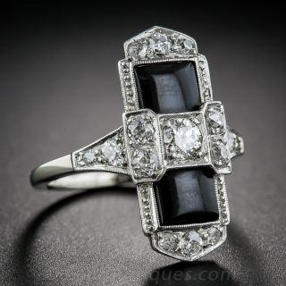 Art Deco Onyx and Diamond Dinner Ring
