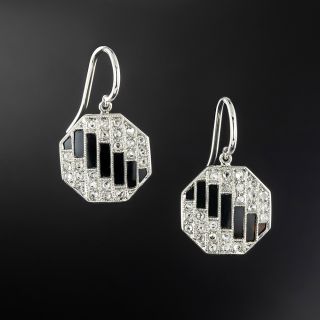 Art Deco Onyx and Diamond Earrings - 2