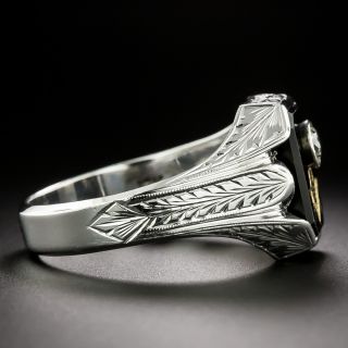 Art Deco Onyx and Diamond Masonic Ring