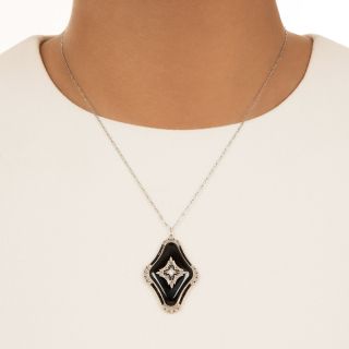 Art Deco Onyx And Diamond Necklace