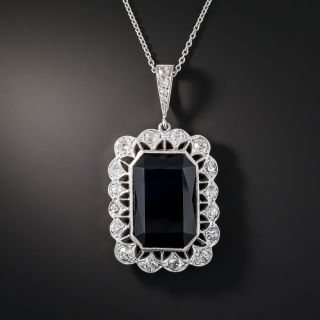 Art Deco Onyx and Diamond Pendant - 3