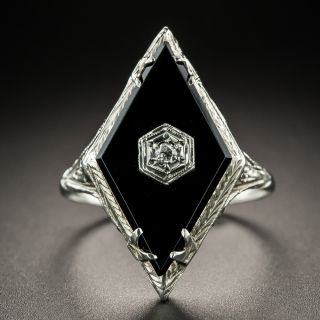 Art Deco Onyx and Diamond Ring - 2
