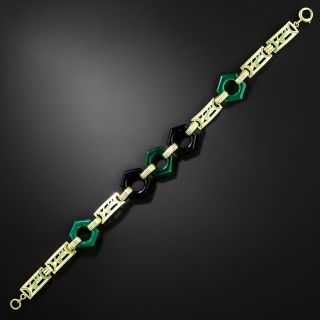 Art Deco Onyx, Quartz and Enamel Link Bracelet by Allsopp & Bliss - 2