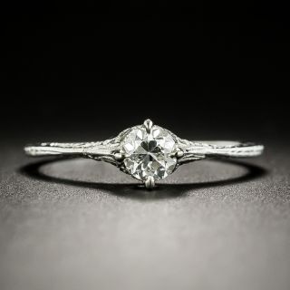 Art Deco Petite .34 Carat Diamond Solitaire Engagement Ring  - 1