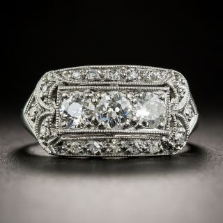 Art Deco Platinum and Diamond Cigar Band Style Ring 