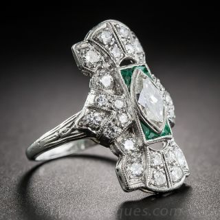 Art Deco Platinum and Diamond Cocktail Ring
