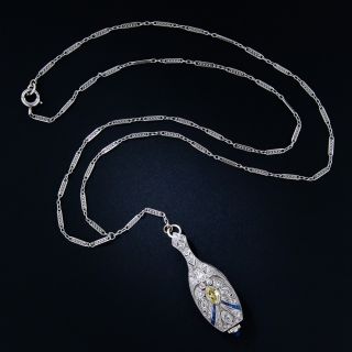Art Deco Platinum and Diamond Lavaliere Necklace Watch 