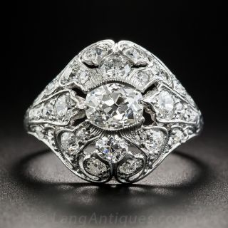 Art Deco Platinum and Diamond Ring - GIA