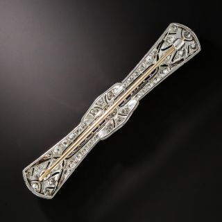 Art Deco Platinum, Diamond and Sapphire Bar Pin