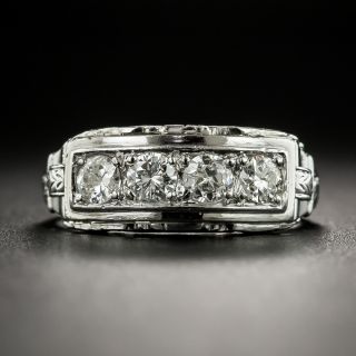 Art Deco Platinum Diamond Band Ring - 1