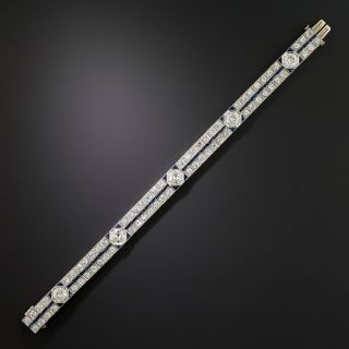 Art Deco Platinum Diamond Calibre Sapphire Bracelet - 3
