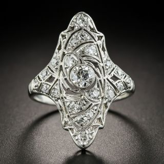 Art Deco Platinum Diamond Dinner Ring - 1