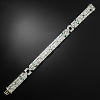 Art Deco Platinum, Diamond, Emerald and Onyx  Bracelet - 4