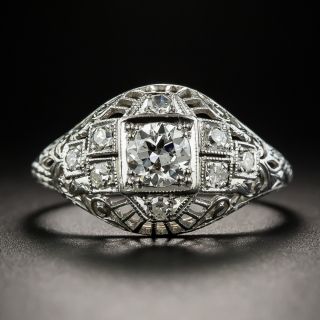 Art Deco Platinum Diamond Engagement Ring - 2